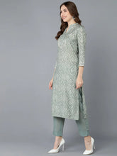 Women Green Cotton Printed Kurta